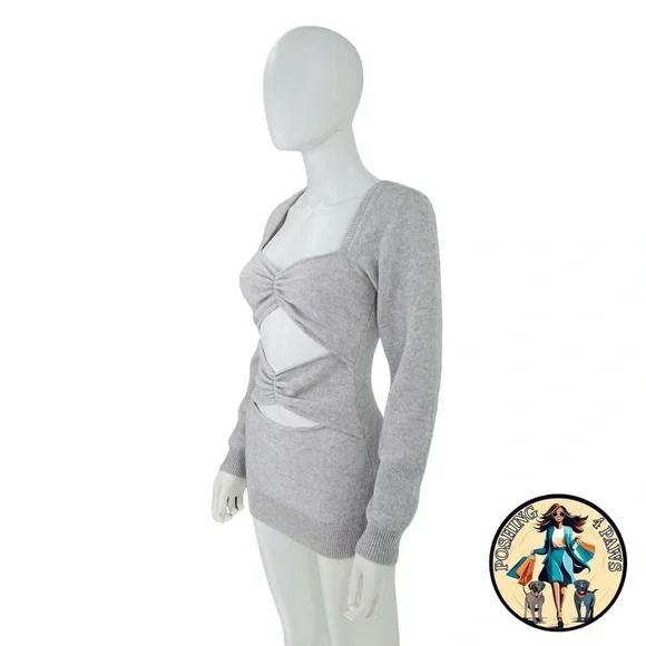 Christopher Esber Wool Cashmere Cut Out Multipanel Tunic Sweater in Grey Size M